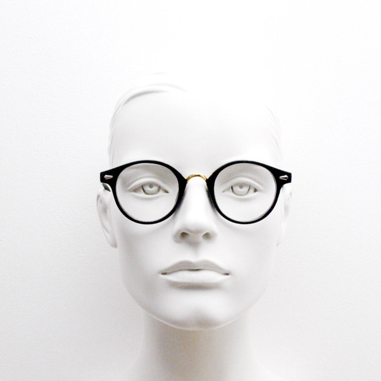 90s vintage slender frame glasses. Black with gold bridge optical frames. 40s, 50s style prescription eyeglasses. Clear lens eyeglasses. RX