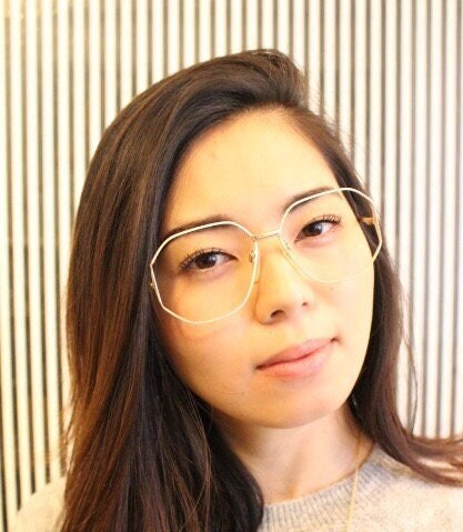 Silhouette 70s vintage octagon eye glasses. Womens sophisticated angular golden optical frame with white detail. Prescription eyeglasses. Rx