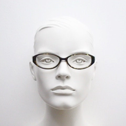 Lulu Guinness vintage oval eye glasses. Dark tortoise low profile optical frames. Prescription eyeglasses. RX spectacles