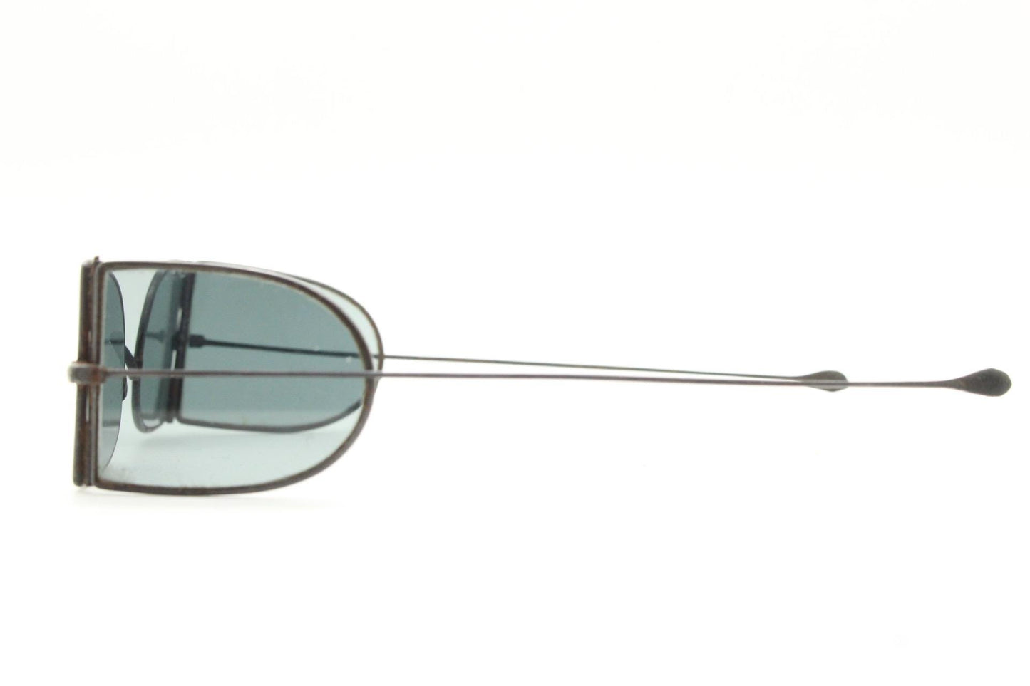 Victorian folding steel train driver sunglasses. Metal double D wire frame with  real glass lenses and side windows. Antique eyewear. VGC