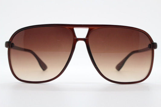 Y2K vintage square aviator sunglasses. Classic 70s design aviators in plain brown gloss frame with graduating lenses. Teardrop, Unused NOS