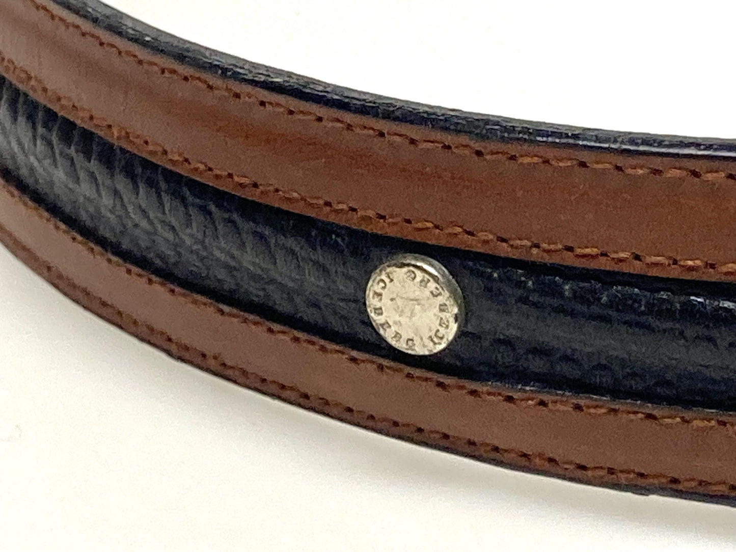 Iceberg 90s vintage black and brown genuine leather belt with big silver buckle depicting bucking bronco's. Made in Italy. BNWT. NOS