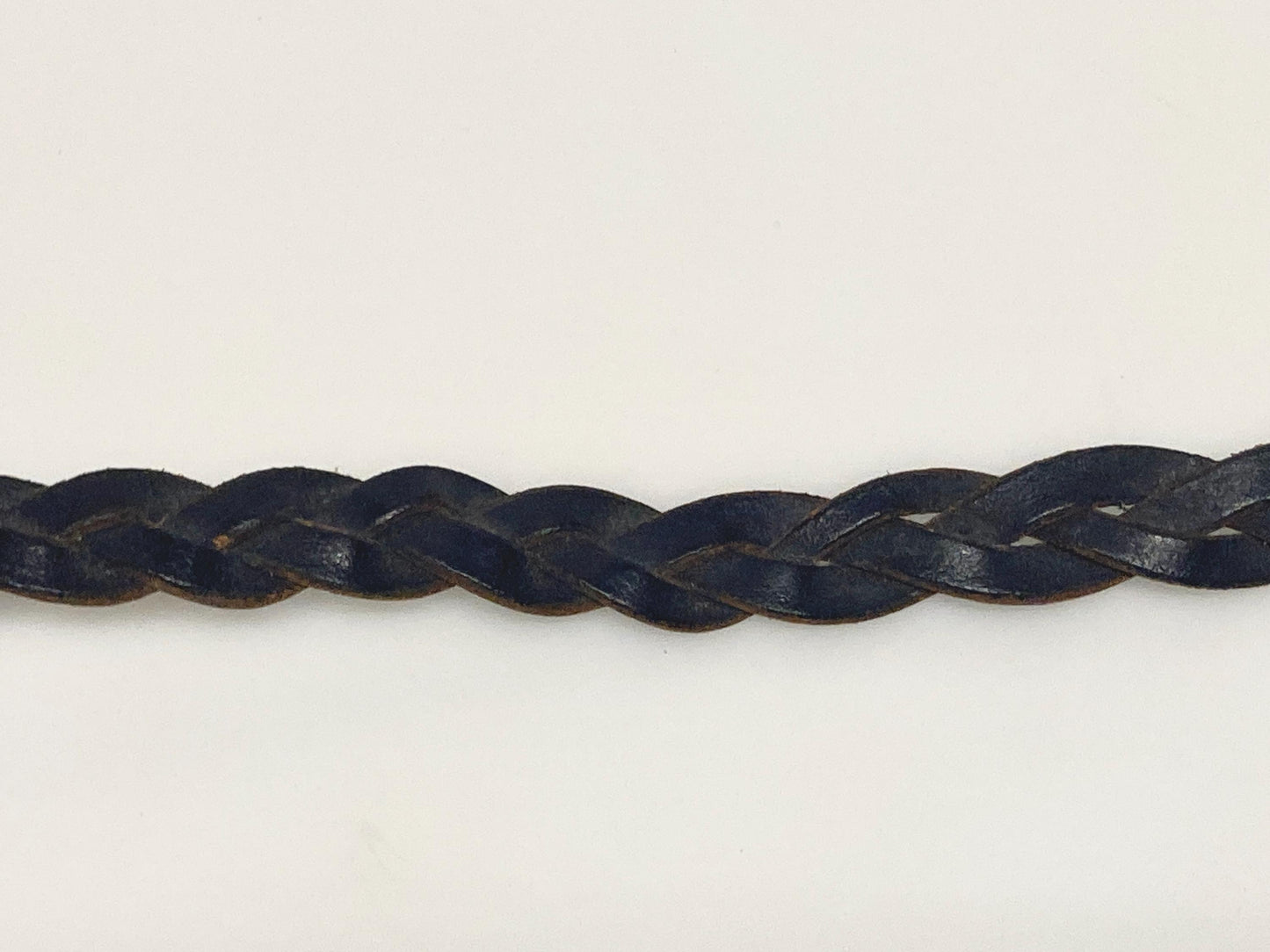 80s vintage thick black genuine leather plaited western 1" belt with changeable brass buckle. For jeans and trousers. Rawhide