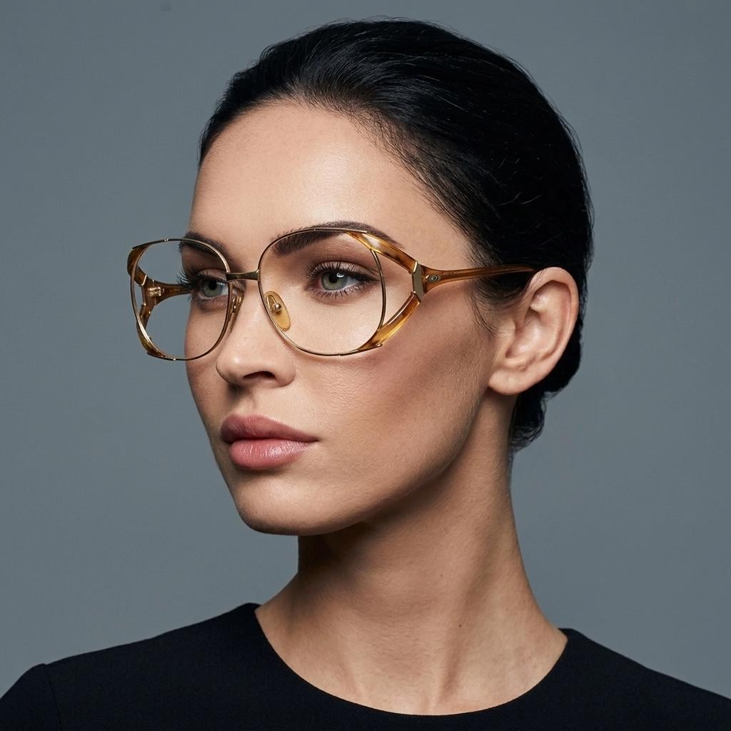 Christian Dior 70s vintage round eyeglasses model 2524 made in Germany from Optyl. Transparent brown optical frame. Prescription eyeglasses