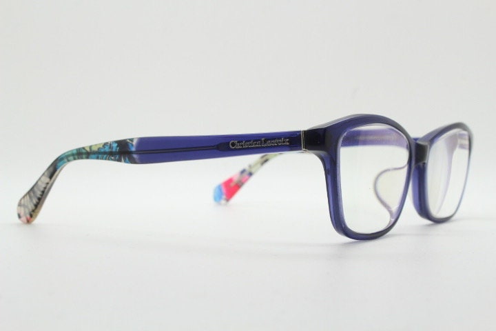 Christian Lacroix modified cat eye glasses. Artistic patterned acetate optical cateye frames. Prescription RX eyeglasses