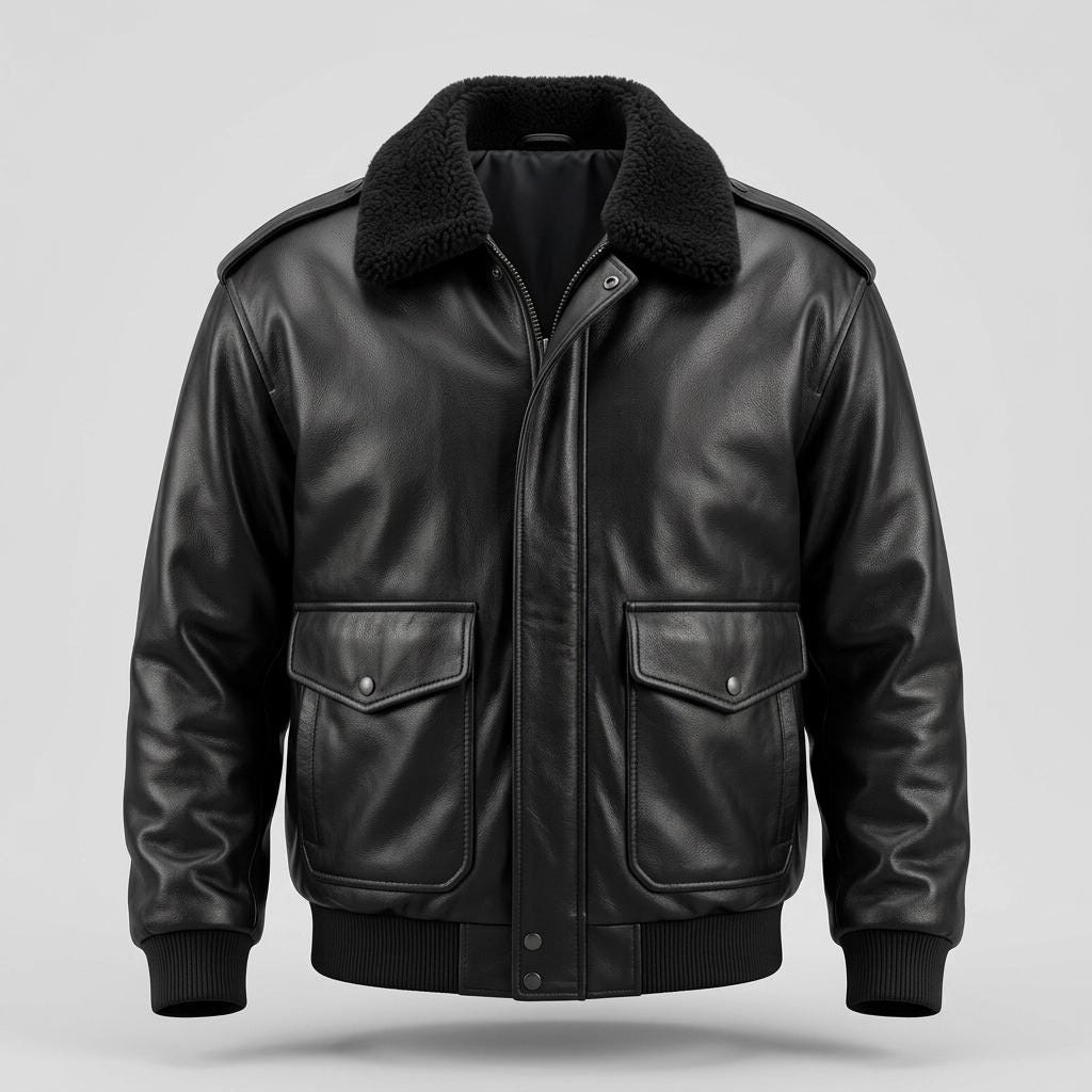 80s vintage genuine leather A2 flying jacket. Classic mens dark brown fur collar version with flap and side access pockets
