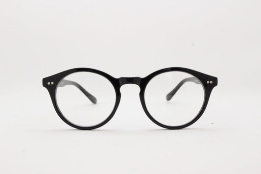 90s vintage small round glasses. 30s, 20s style black optical frames. Prescription eyeglasses with clear lens. RX spectacles