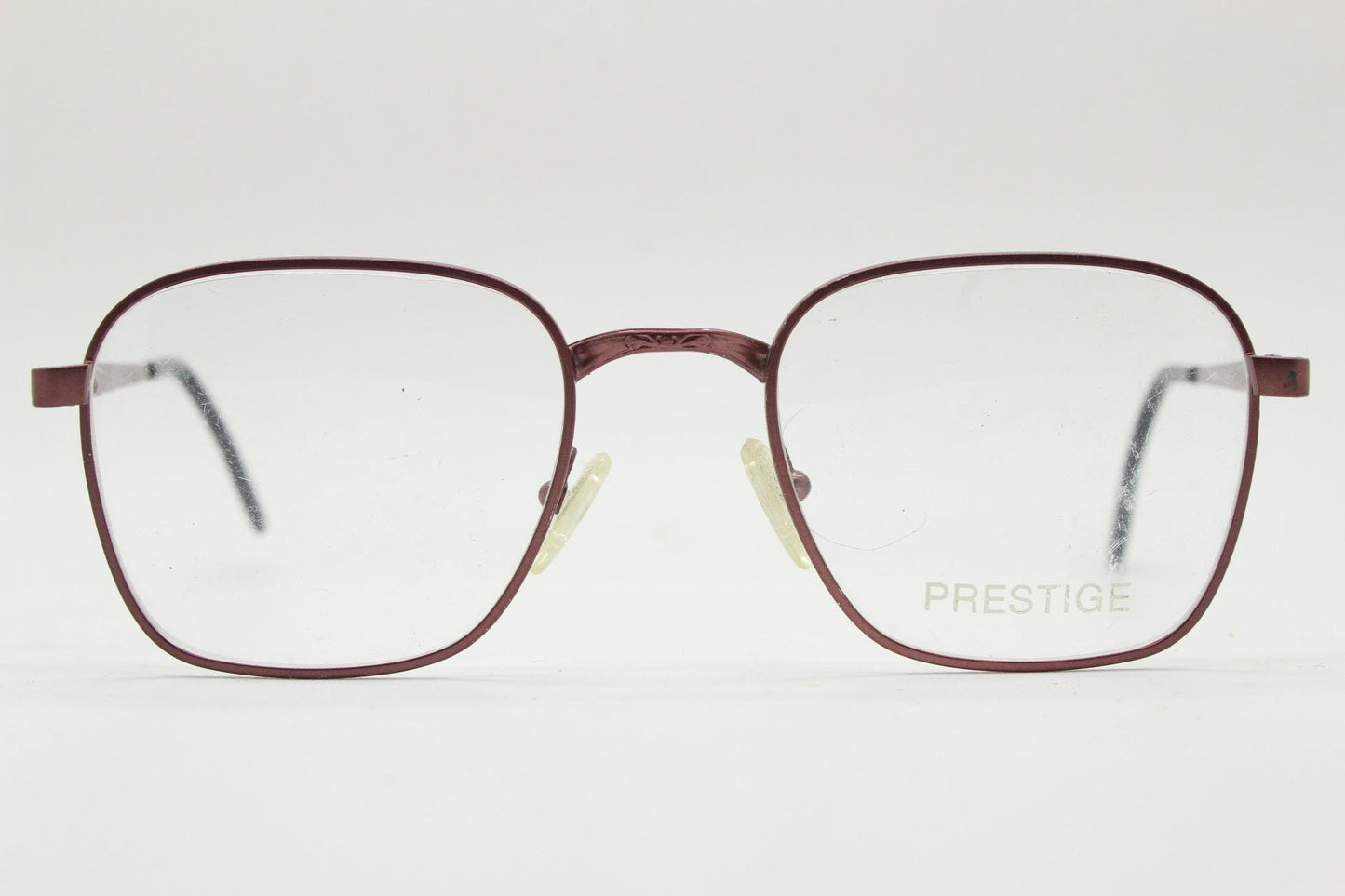 Prestige 90s vintage square metal eye glasses. Straightforward minimal design optical frames in attractive metallic brown. Prescription RX