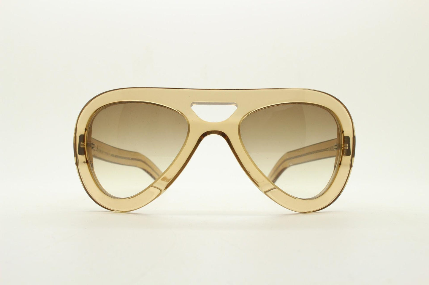 Cutler and Gross London dynamic thick frame acetate aviator. Transparent light brown with matching light tone lenses. Y2K. Vintage