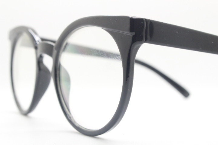 Y2K vintage round cat eye glasses. Black cateye optical frames. Womens prescription eyeglasses. Rockabilly. Clear lens spectacles. RX