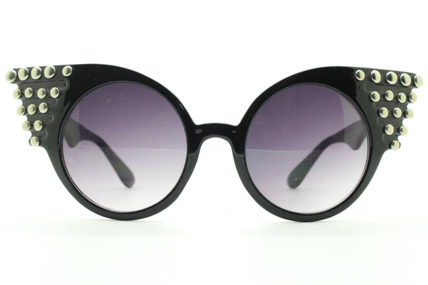 Y2K vintage dynamic feather winged cat eye sunglasses with studs. Women's black gloss dynamic sick fashion 2000s design. BNWT