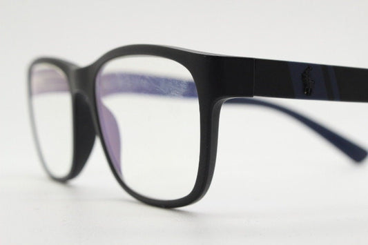 Ralph Lauren rectangular black eye glasses. Matt finish acetate optical frame with subtle logo's. Prescription eyeglasses. RX vintage
