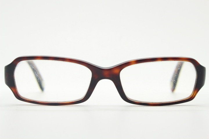 Tiffany and Co rectangular eye glasses. Luxury low profile tortoise acetate optical frames. Prescription eyeglasses. RX vintage spectacles
