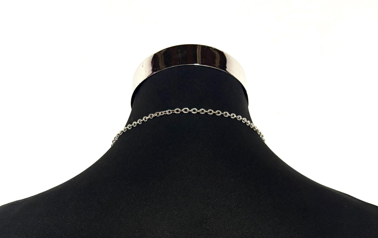 60s vintage large silver square pendant necklace made in England. Satin and matt finish with swirling paisley cut out shapes. Womens. NOS