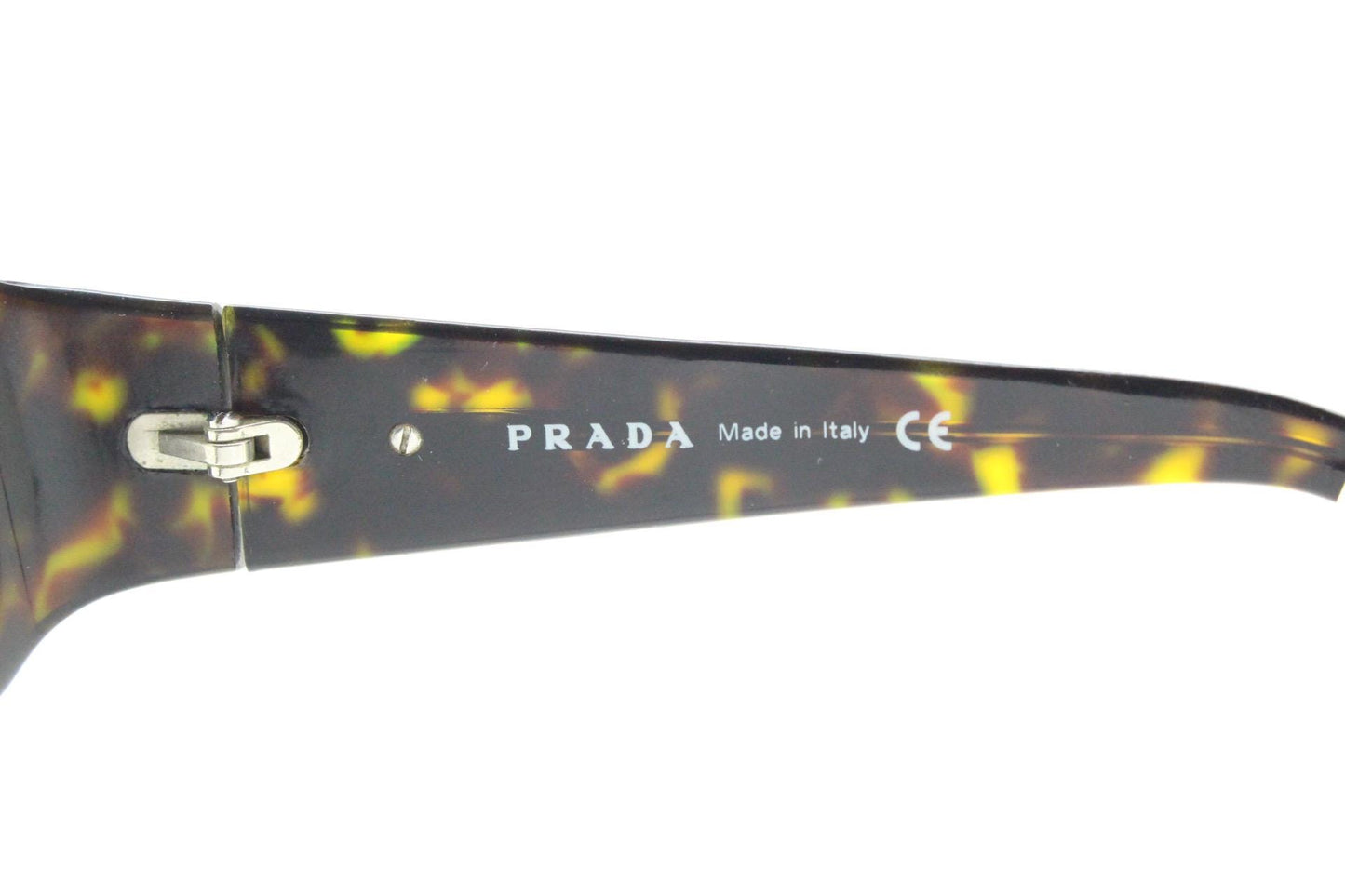 Prada rectangular wrap around eyeglasses made in Italy. Tortoise curving acetate optical frame with tall arms. Vintage prescription glasses