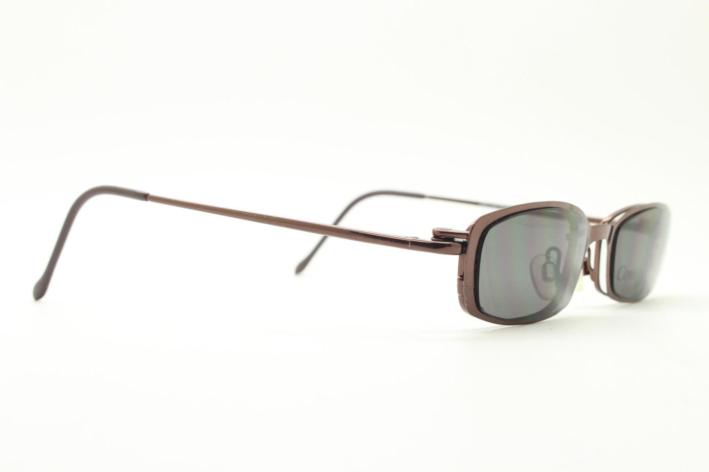 90s vintage small rectangular eye glasses by Convertibles with magnetic clip on sunglasses. Optical frame. Prescription RX spectacles. NOS