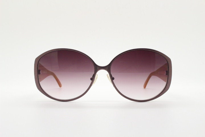 Missoni Y2K big round vintage sunglasses. Deep purple acetate frame with metallic satin finish front with graduating lenses. Womens NOS