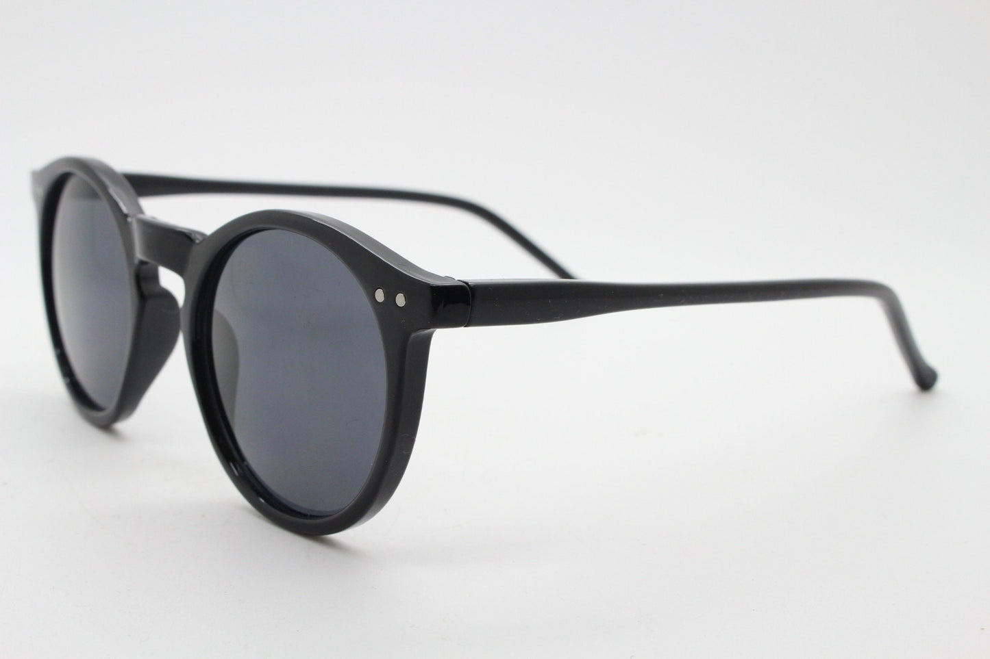 90s vintage round glasses. 30s, 20s style black gloss frame with matching lenses. O Malley