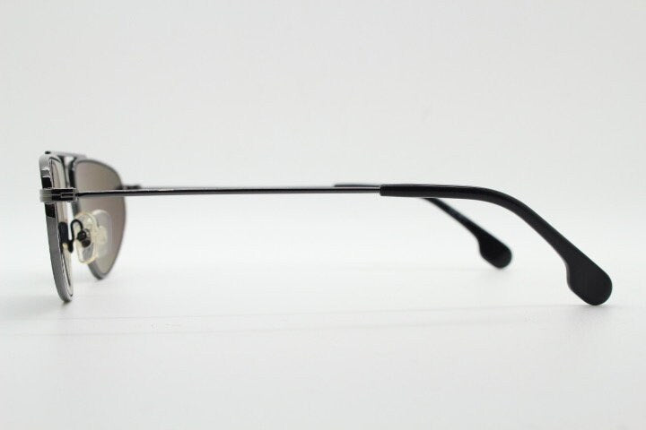 Carrera 90s vintage triangular aviator sunglasses model 1021/S. Gunmetal grey chrome flat top metal frame aviators with black lenses