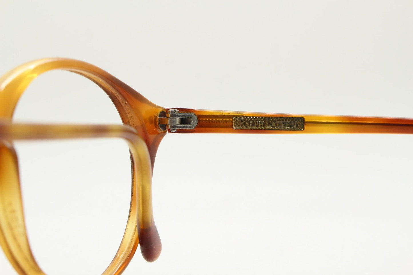 Ralph Lauren round panto 90s vintage eye glasses. 1940s design in light mottled brown acetate. Optical frame. Prescription eyeglasses. RX