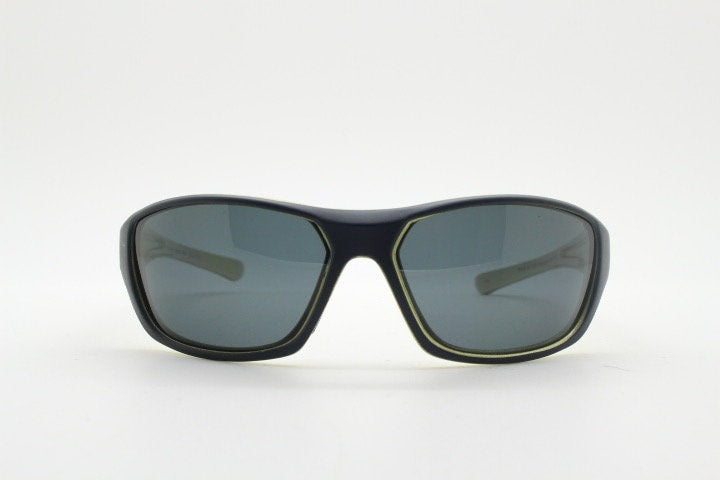 Y2K vintage sport shield sunglasses. All matt black wraparound aerodynamic visor with light green outline. 2000's. 90s. Unused NOS