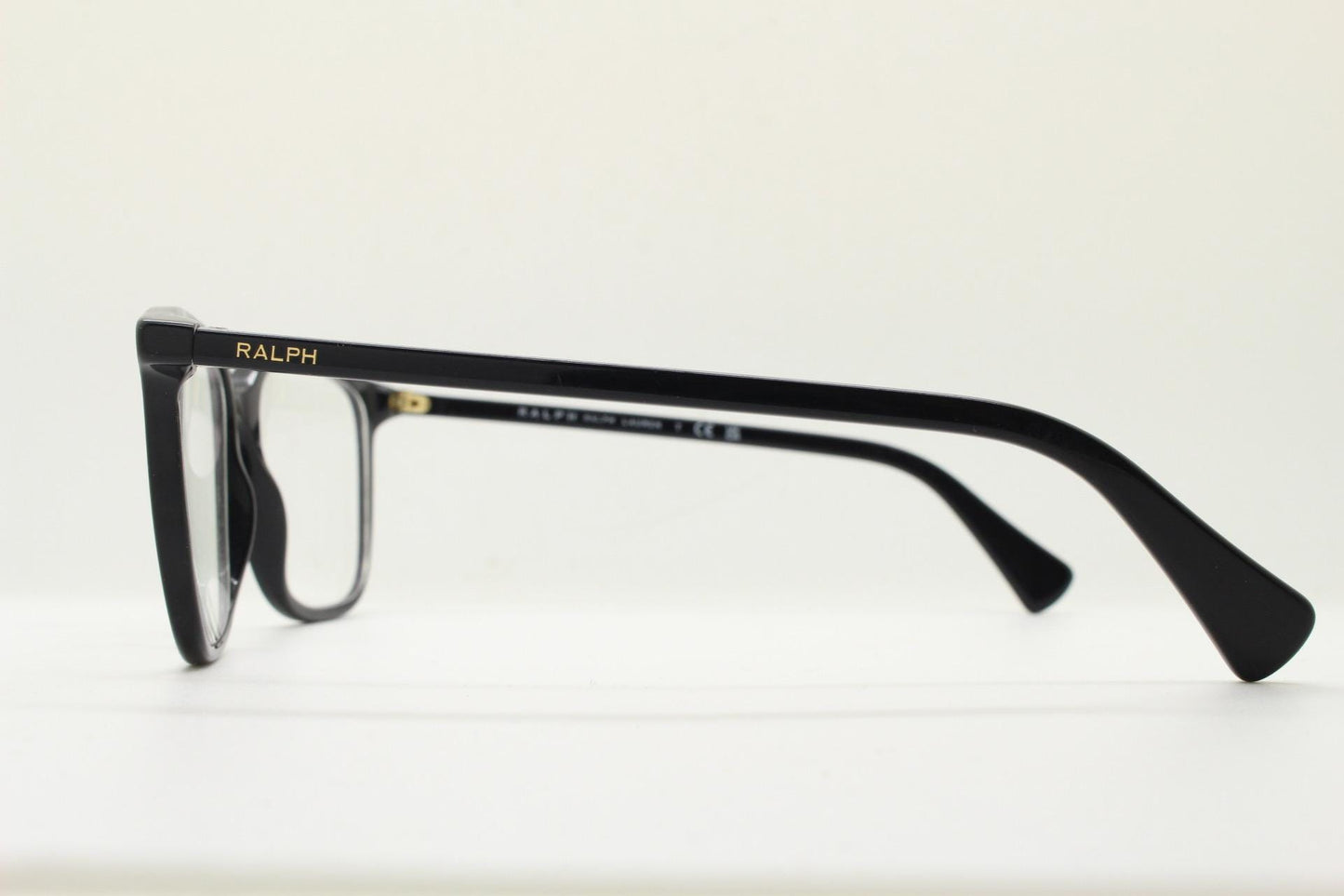 Ralph by Ralph Lauren oversized wayfarer design eye glasses. Black gloss slender acetate optical frame. Prescription eyeglasses. RX vintage