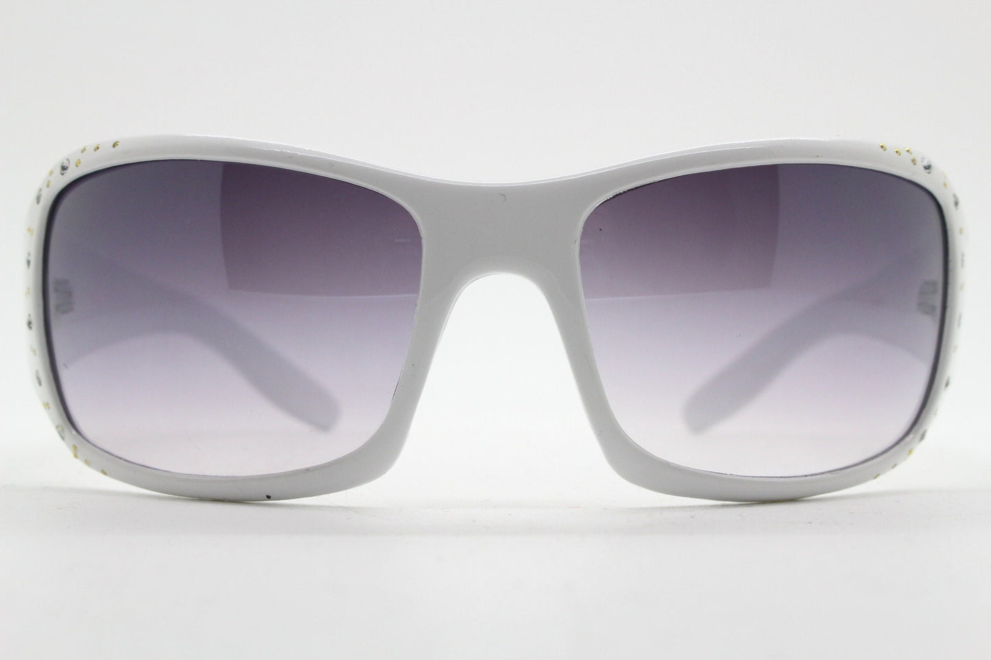 Y2K vintage white shield sunglasses with diamante. Definitive 2000s lethal bling wrap around mini mask with curved lenses. Unused NOS visor