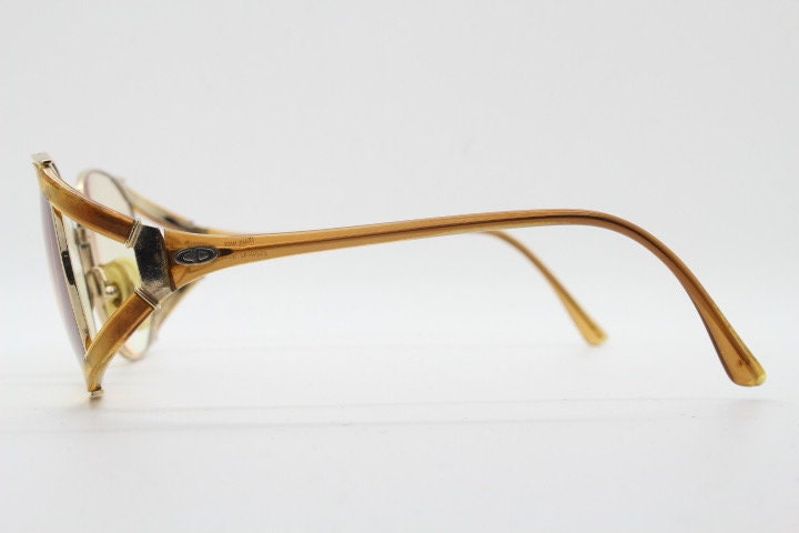 Christian Dior 70s vintage round eyeglasses model 2524 made in Germany from Optyl. Transparent brown optical frame. Prescription eyeglasses
