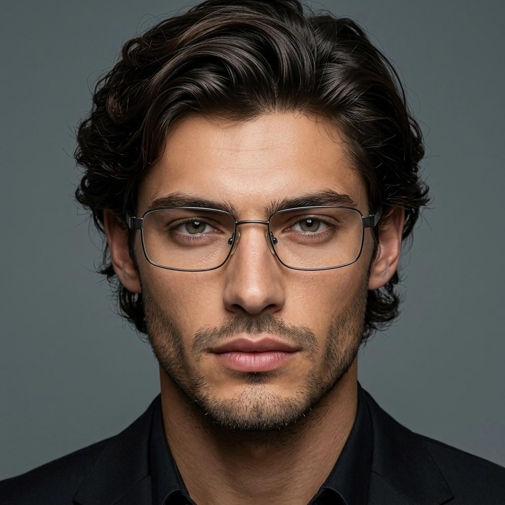 Calvin Klein collection rectangular eye glasses model 582 made in Japan. Gunmetal grey wire optical frames. Prescription eyeglasses. RX