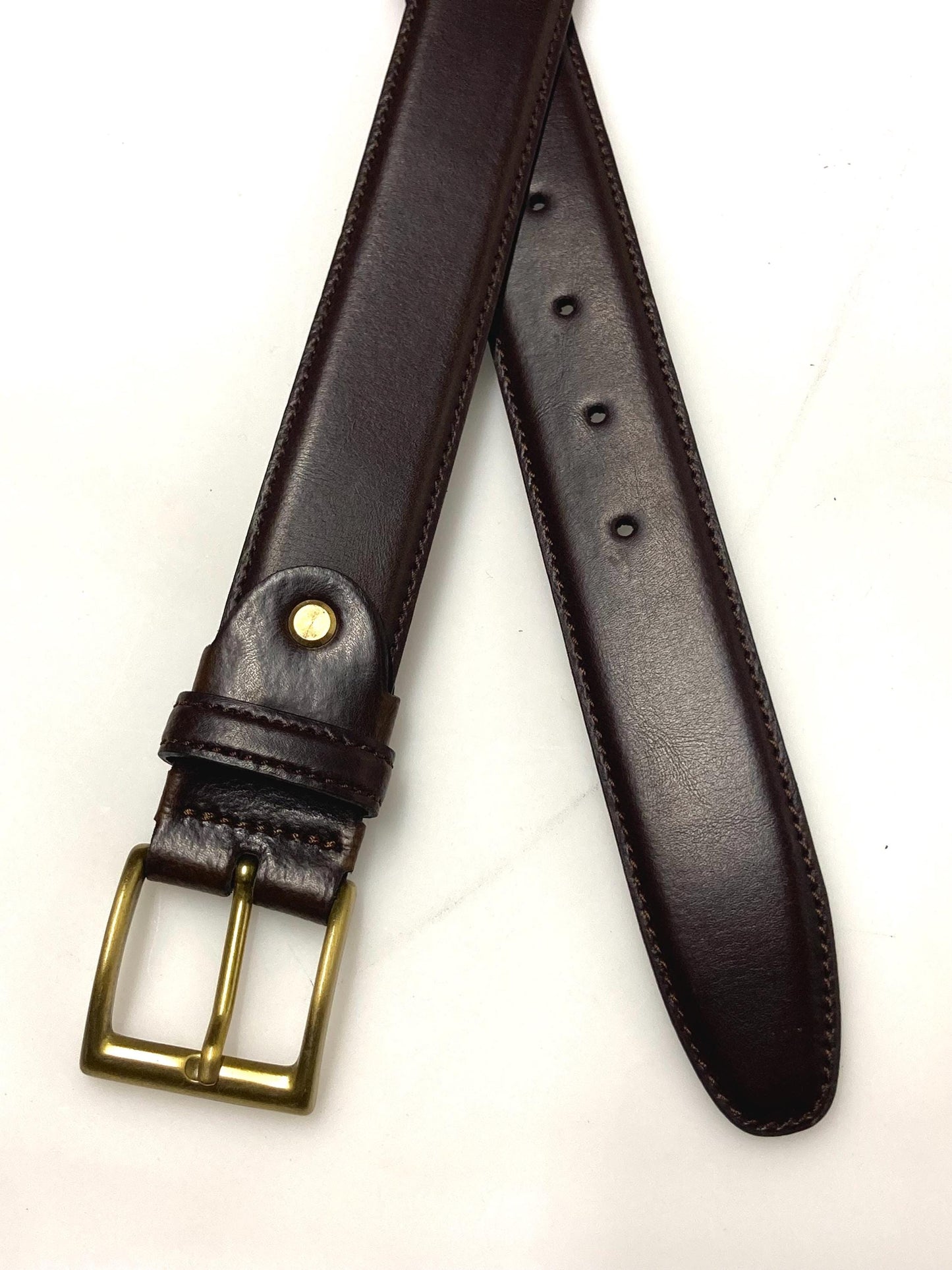 90s vintage dark brown genuine leather belt made in Italy by Joseph Di Pino. Thick cowhide with smooth finish for trousers/jeans. Mens NOS