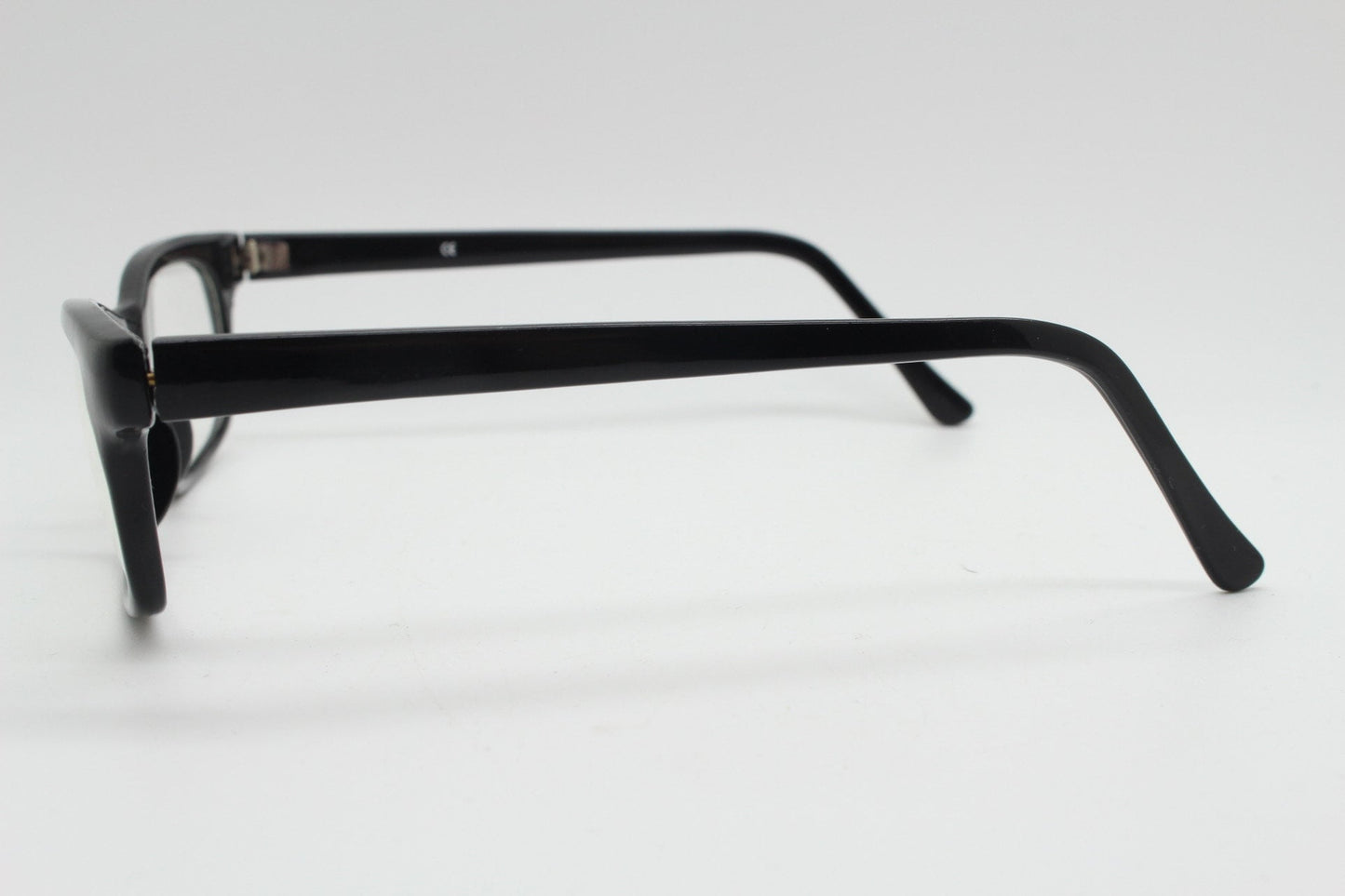 90s vintage black low profile glasses. 60s design rectangular gloss acetate optical frames. Prescription eyeglasses. RX Spectacles. BNWT NOS