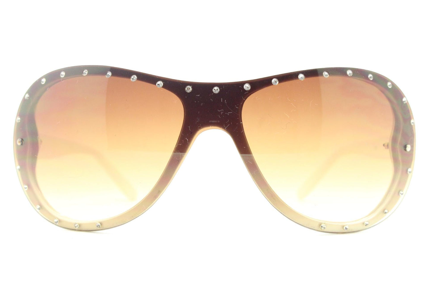 Y2K vintage visor aviator sunglasses with diamante. White wrap around mini mask shield design with curved mono lens. 2000s NOS. Rhinestone