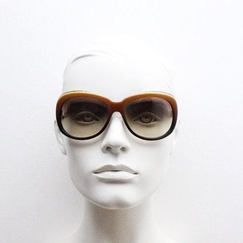 Dita oversized 70s design sunglasses model Pretender made in Japan. Gorgeous brown and black layered acetate. Womens NOS. 60s