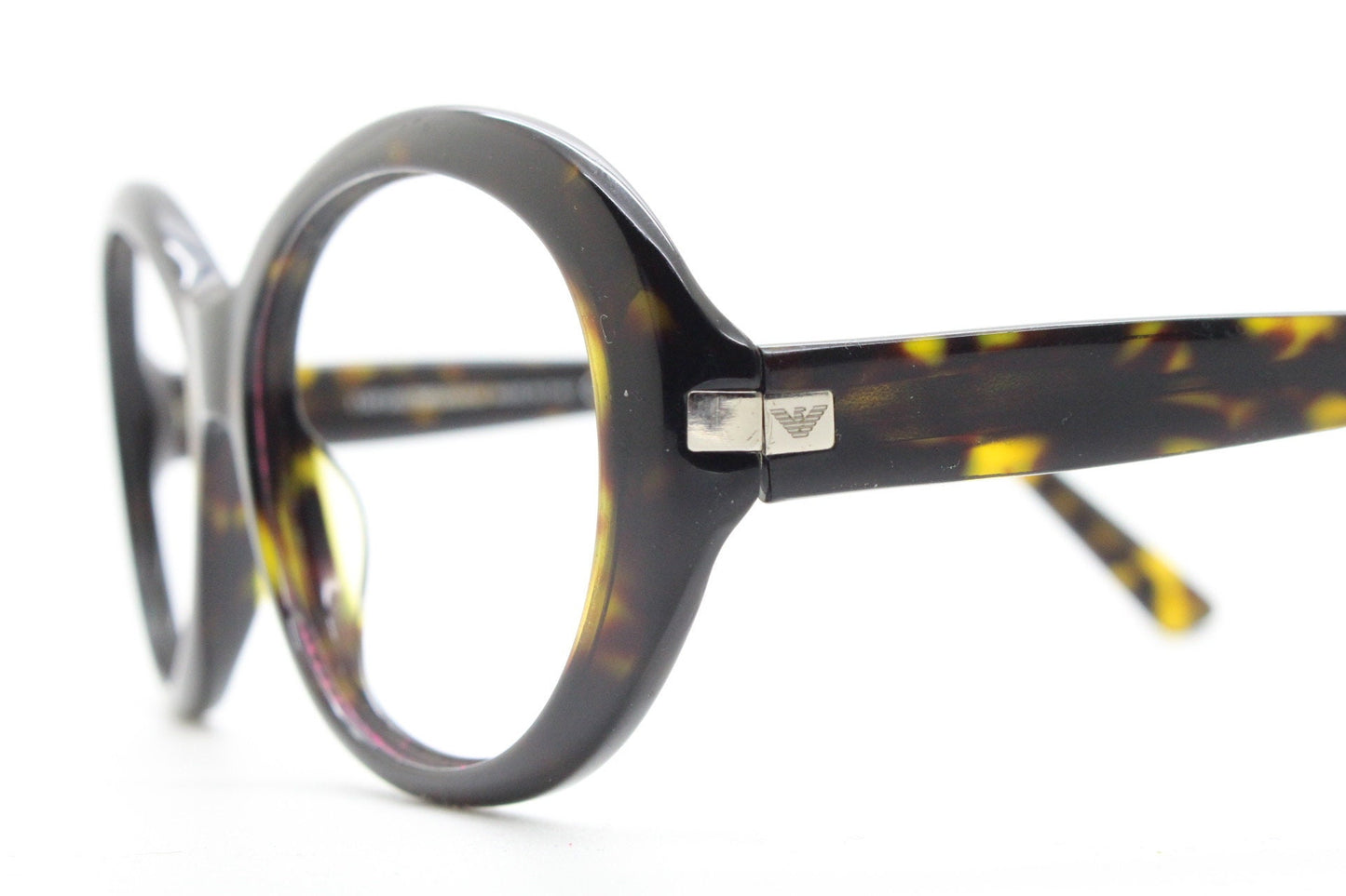 Giorgio Armani big round eye glasses made in Italy. Dark tortoise acetate 60s design optical frames. Prescription eyeglasses. RX spectacles