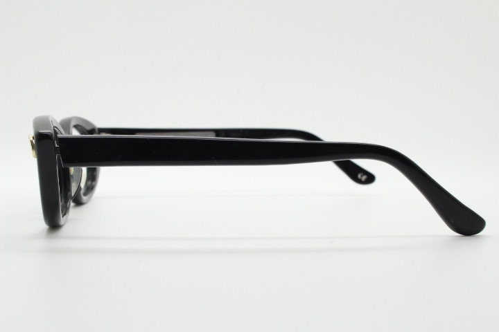 Kirk Originals cat eye glasses. Womens small black gloss acetate optical frames. Prescription RX eyeglasses. NOS. Rockabilly pin up