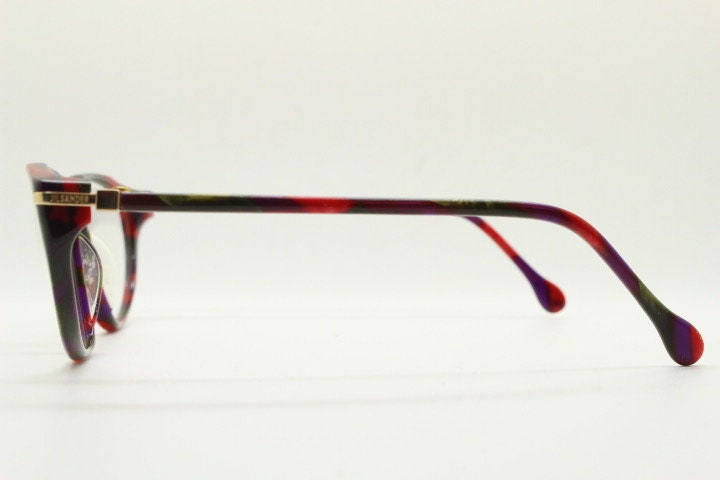 Jil Sander 90s vintage cat eye glasses model 242. Red and black marbled acetate cateye optical frame. Womens RX prescription eyeglasses. NOS