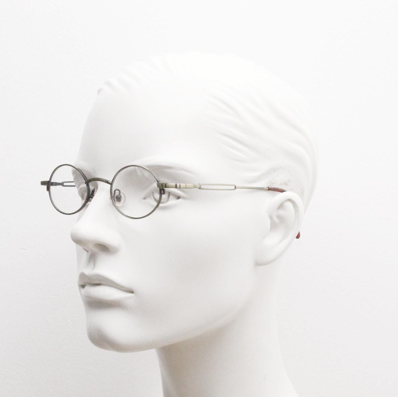 Paris Ma 90s vintage small oval eye glasses. Brushed bronze optical frames with charming details. Prescription NOS. Steampunk spectacles