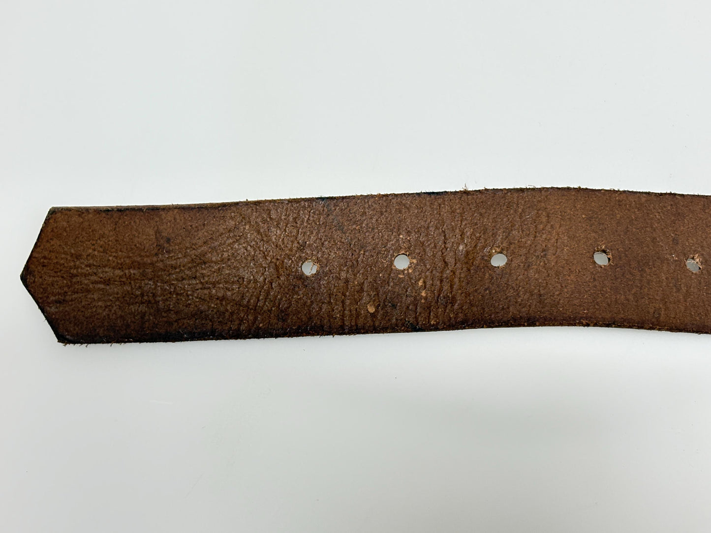 60s vintage thick brown leather belt with large brass changeable buckle. Made from genuine premium textured cowhide for jeans or trousers