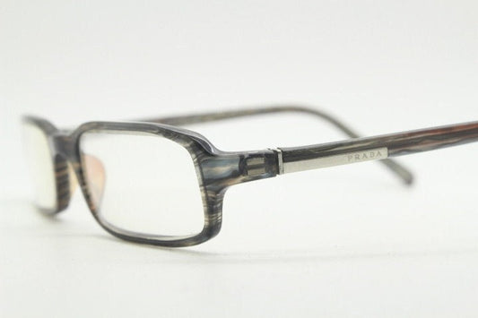 Prada vintage rectangular glasses model VPR O6G made in Italy. Vibrant grey acetate optical frames. Prescription eyeglasses. RX spectacles