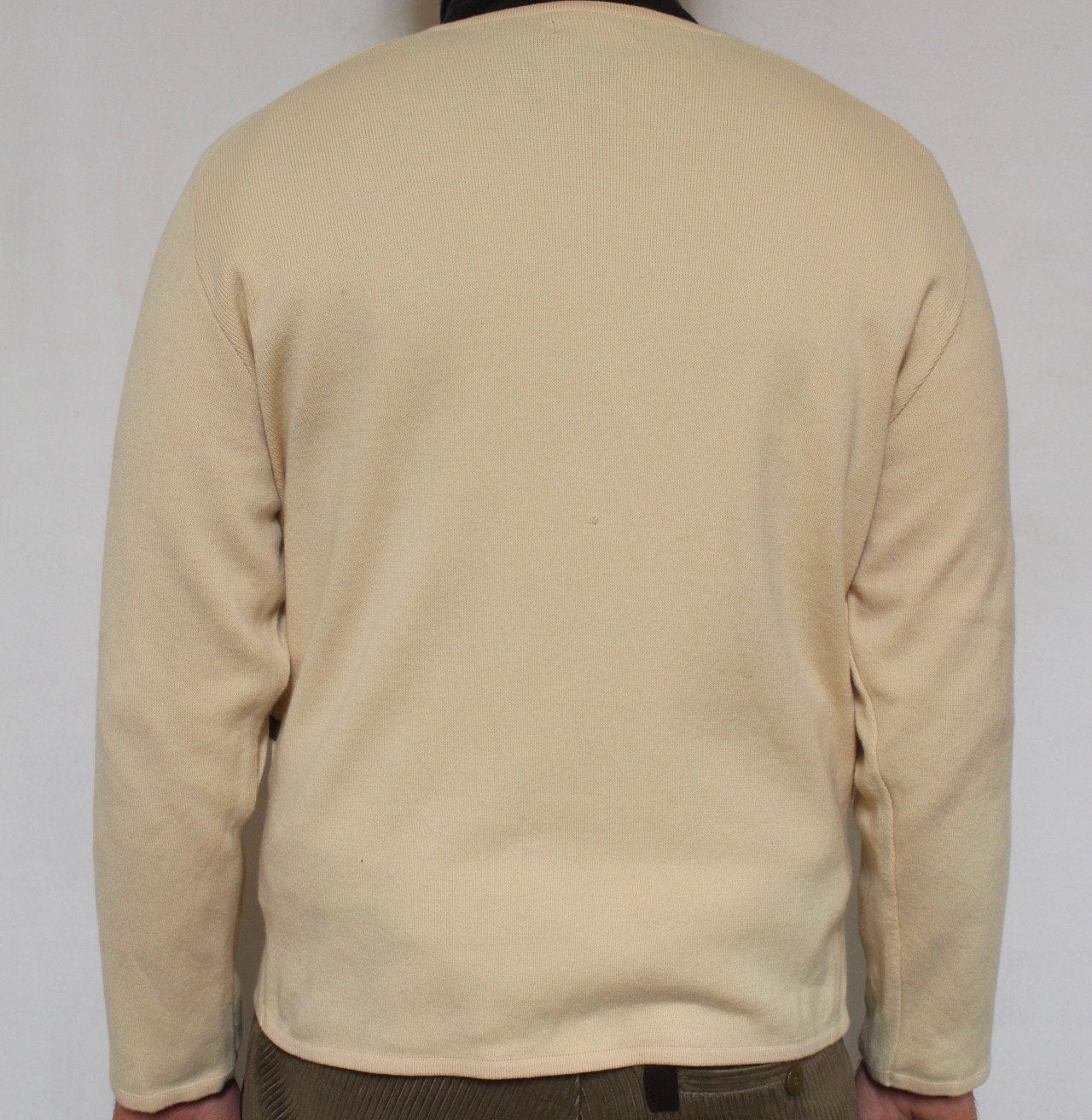 Gabicci vintage cotton knit argyle jumper in yellow with brown stripes. Mens crew neck sweater. BNWT. Round neck pullover