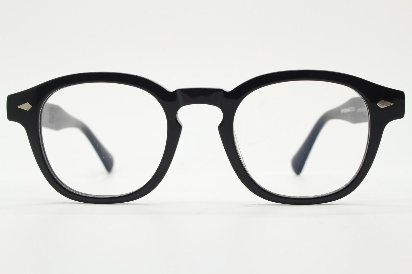 Bergomi Ottica black gloss acetate eyeglasses. Classical 40s, 50s design optical frames with keyhole bridge. Vintage prescription glasses