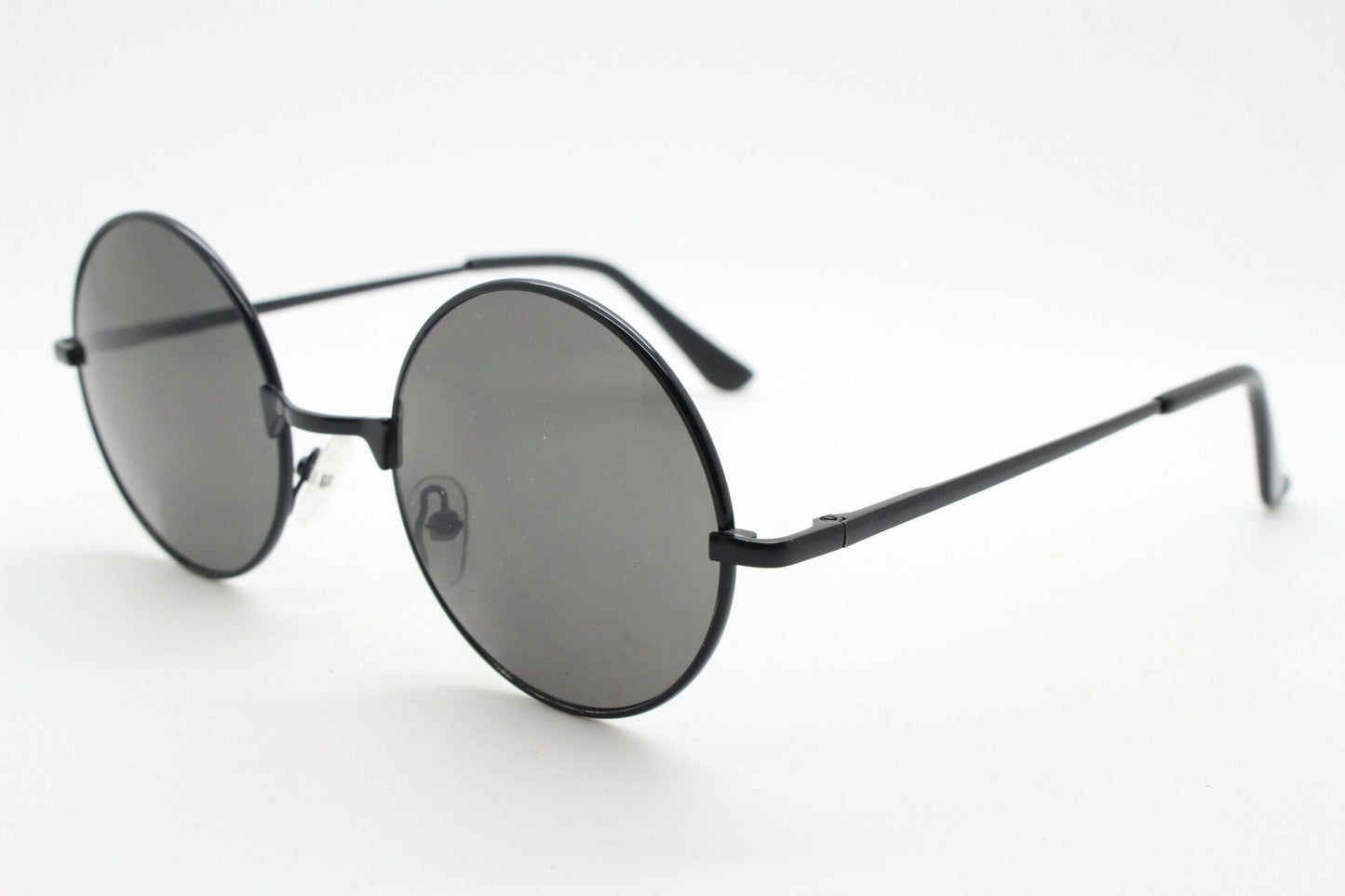 90s round vintage sunglasses. Small black metal frame with black lenses. 1920's style. John Lennon. Gojo Satoru. NOS