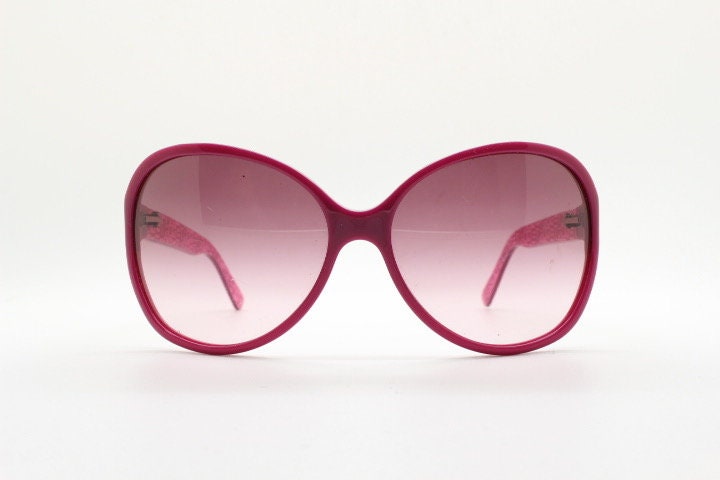 Etro Y2K vintage oversized sunglasses made in Italy. Womens big deep pink acetate frame with sensational mulberry lenses.  2000s