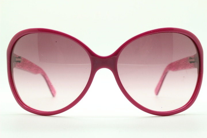 Etro Y2K vintage oversized sunglasses made in Italy. Womens big deep pink acetate frame with sensational mulberry lenses.  2000s
