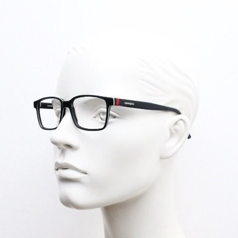 Carrera rectangular eye glasses. Black and white layered acetate optical frames. Prescription eyeglasses. Vintage RX spectacles