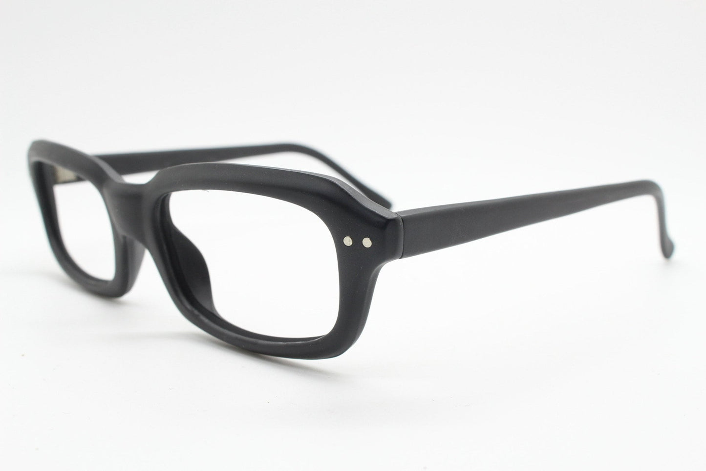 90s vintage black matt glasses. 60s design high quality rectangular optical frames. Prescription eyeglasses. RX Spectacles. BNWT NOS