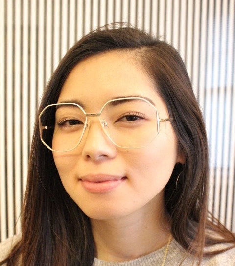 Silhouette 70s vintage octagon eye glasses. Womens sophisticated angular golden optical frame with white detail. Prescription eyeglasses. Rx