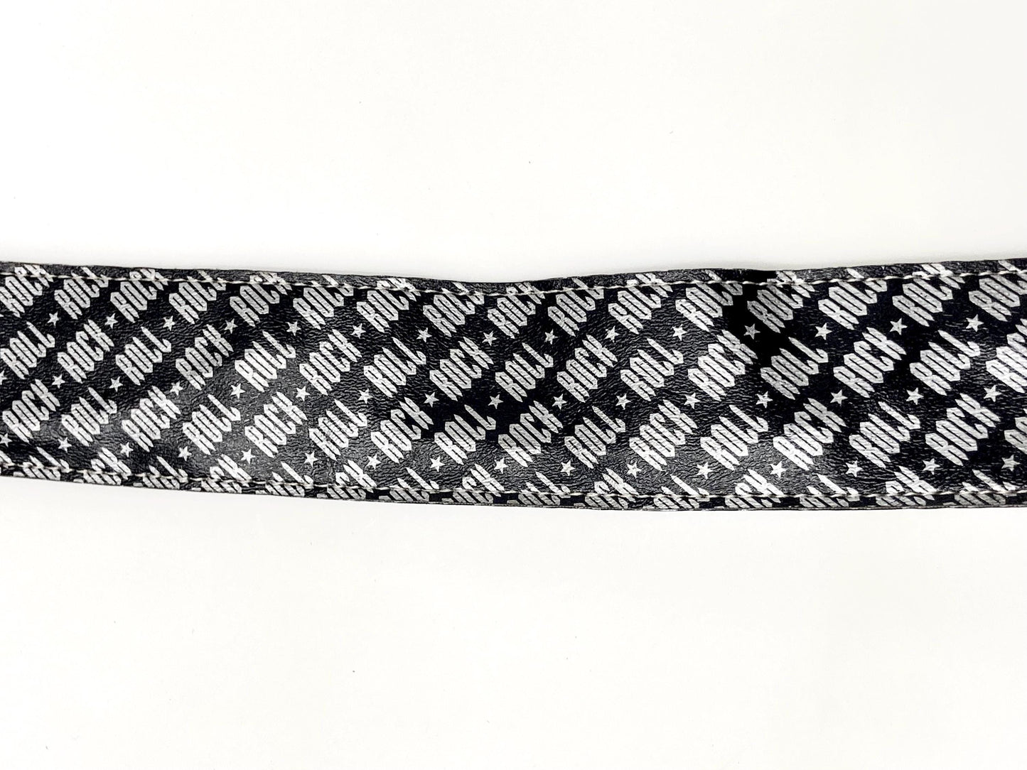 Paul Frank Y2K vintage mens big 'Rock n Roll' designer belt in black and silver. Made in the USA. 2000s NOS Mens large