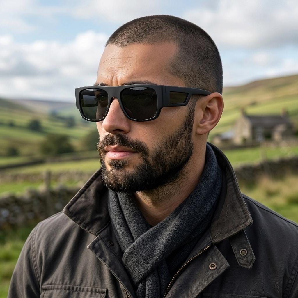 Y2K vintage rectangular side panel sunglasses. Black matt frame with grey lenses and side window spoilers / blinkers. 2000s NOS goggle