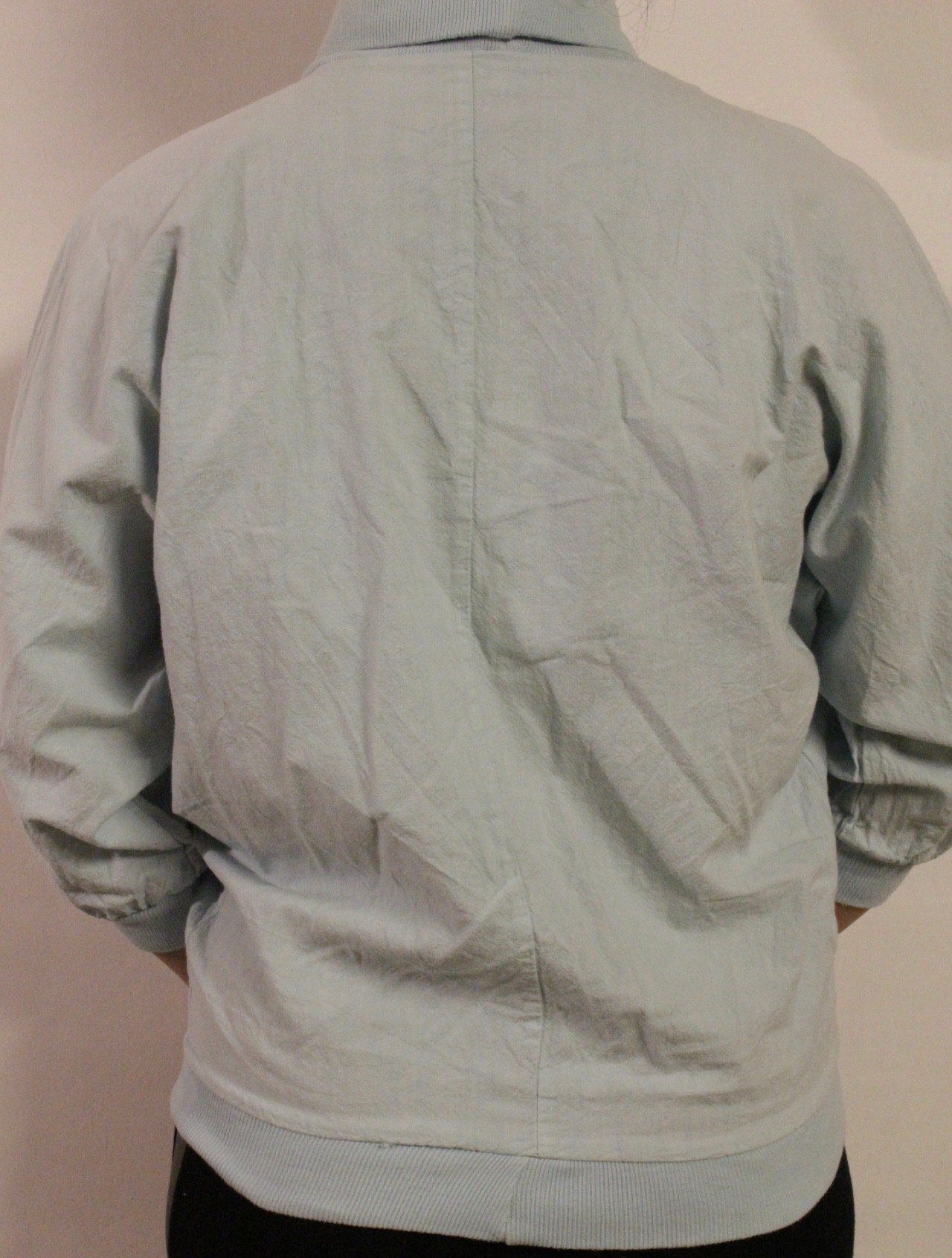 80s Vintage pastel green pullover. 3 quarter sleeve polo neck jumper. Womens sweatshirt. Made in England
